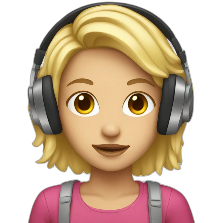blonde girl wearing headphones emoji