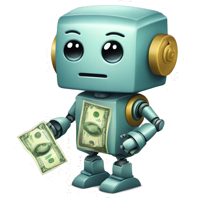 Cute robot with money emoji