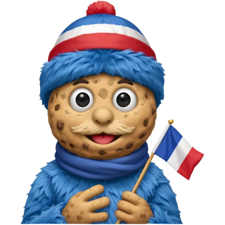 cookie monster with french flag emoji