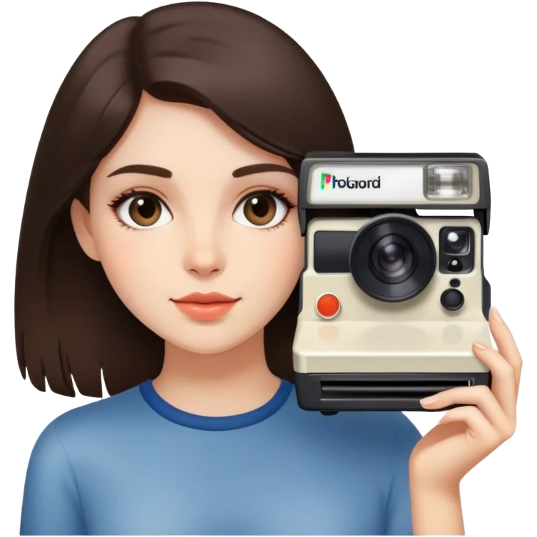 brunette girl in a Polaroid photo emoji