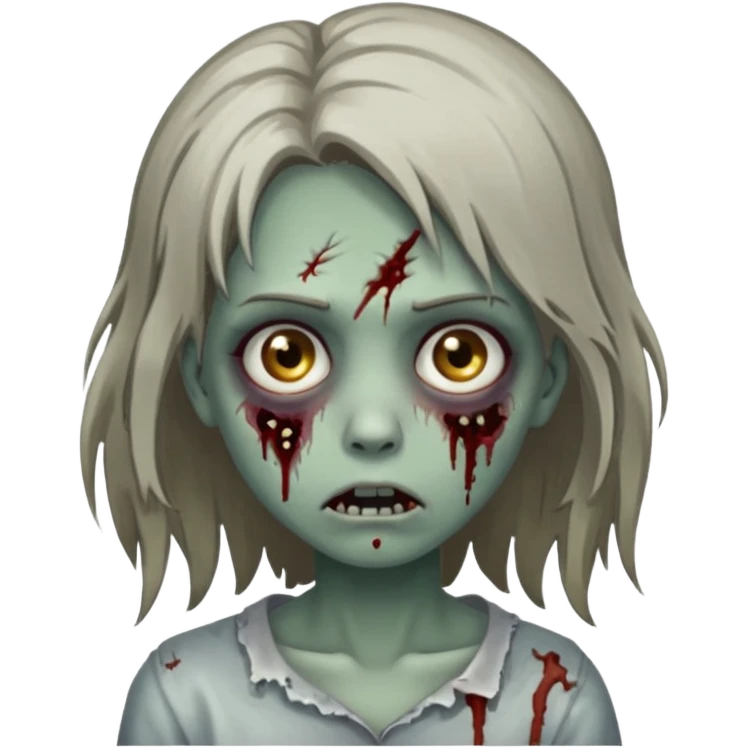 uma garota zumbi de cabelos médios perto emoji