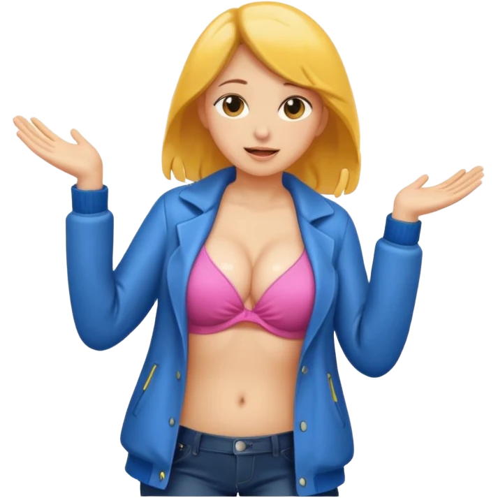 A girl taking off her coat showing big wet breasts emoji