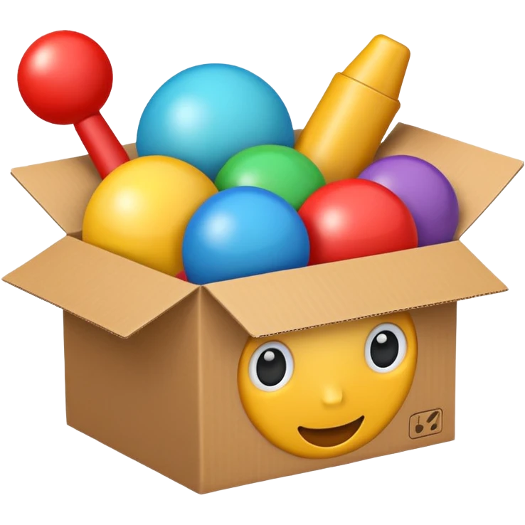 cardboard box with toys emoji