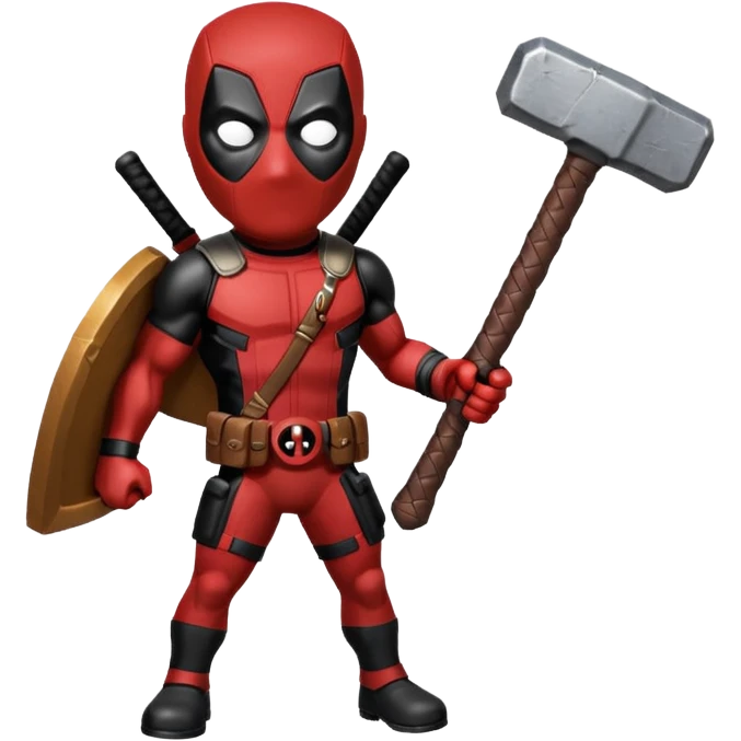 Deadpool holding thors hammer emoji
