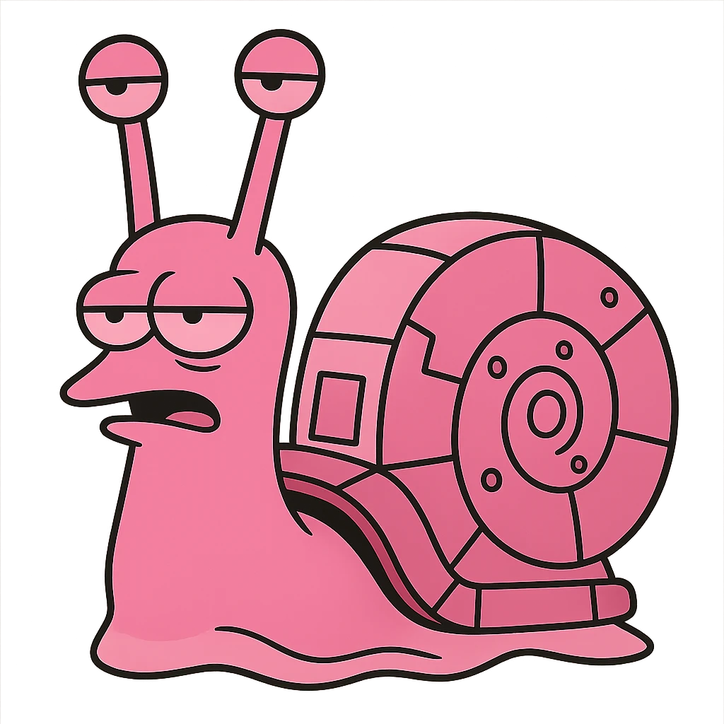 flat toon style pink robot snail emoji