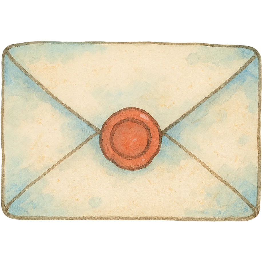 icon of an envelope, soft colors, whimsical, ghibli style emoji