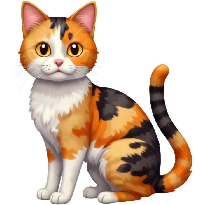 full body anxious looking colourful patchy calico tabby cat emoji