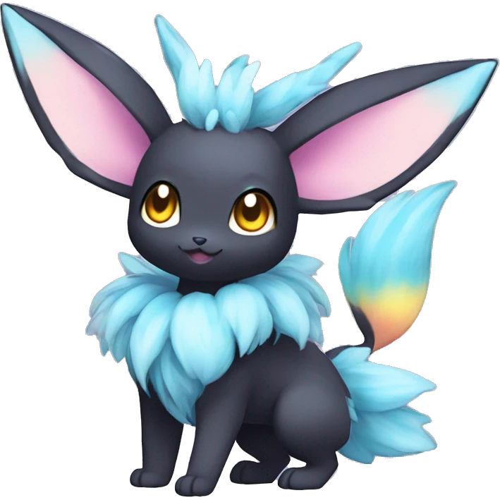 Colorful Dark Kawaii Eeveelution-Cute-Pokémon-fusion full body emoji