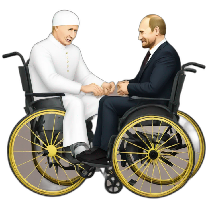 Crying Ramzan Kadyrov and angry vladimir putin riding golden wheelchairs emoji