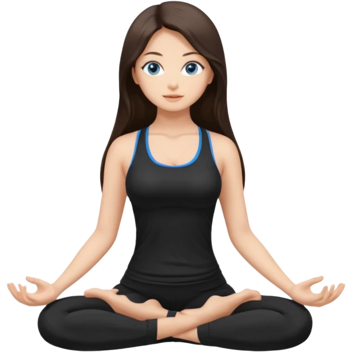 brunette super long hair blue eyes Asian yoga girl black clothes clothes buxom  emoji