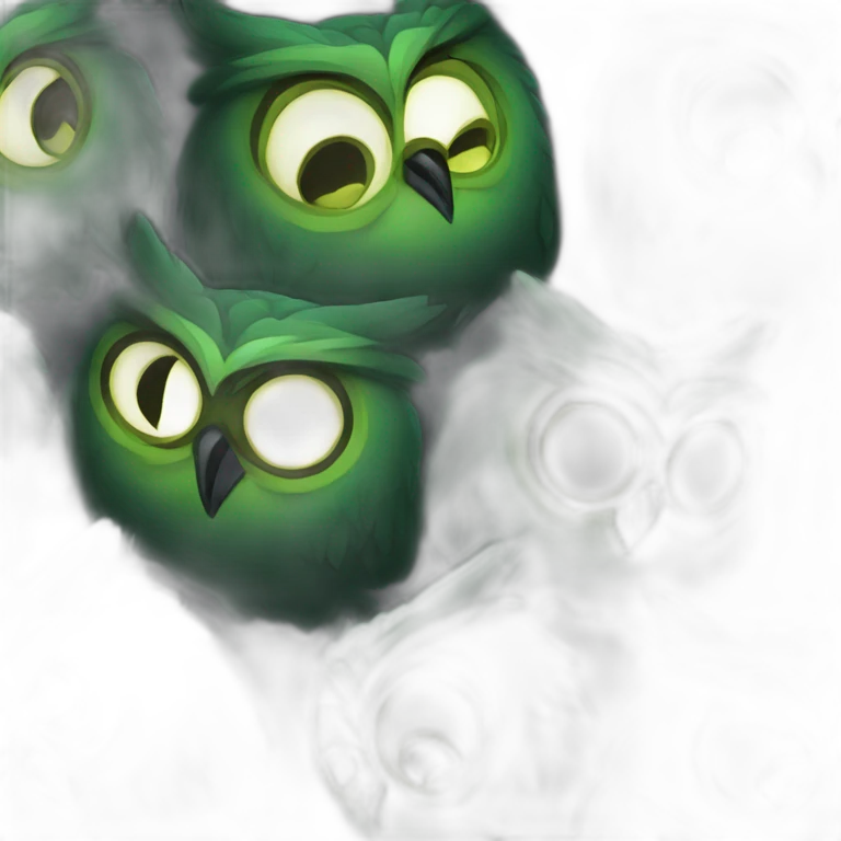 black and green owl facepamling emoji