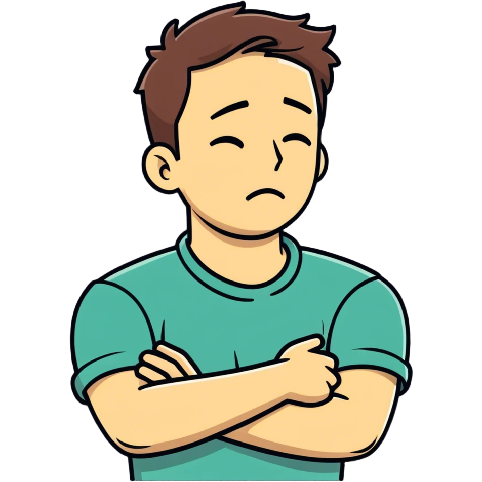 arms crossed holding neck crying guy emoji