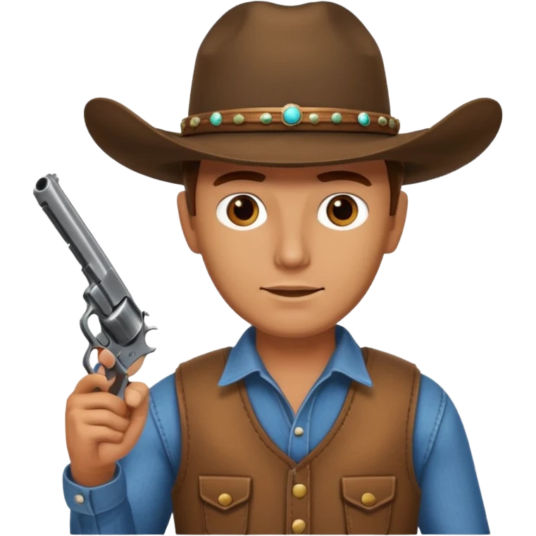 A man holding a pistol with cowboy hat emoji