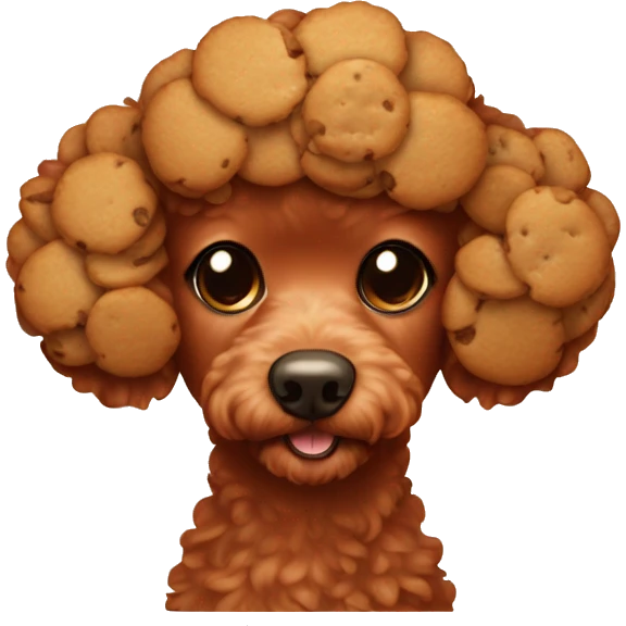 Cute red poodle with cookies all in beige colors emoji