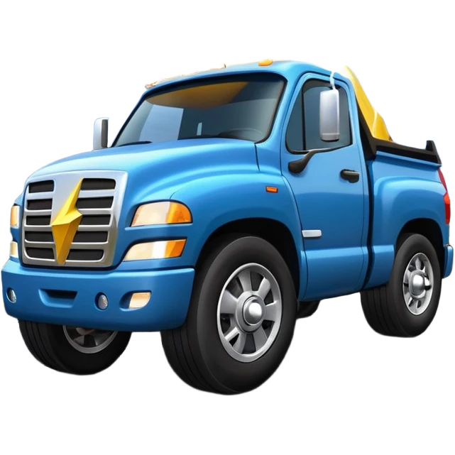 A front semi steer tire that is flat getting stuck by a lightning bolt add highway emoji