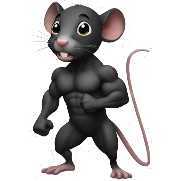 Black rat as bodybuilder emoji