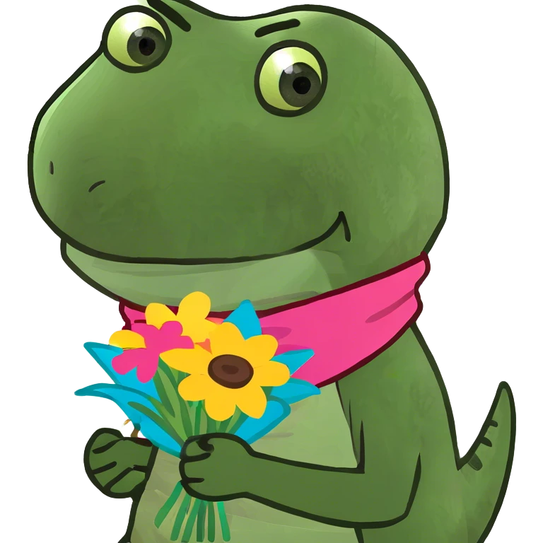 dino with bouquet  emoji