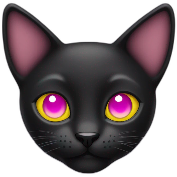black cat with yellow eyes and pink nose emoji