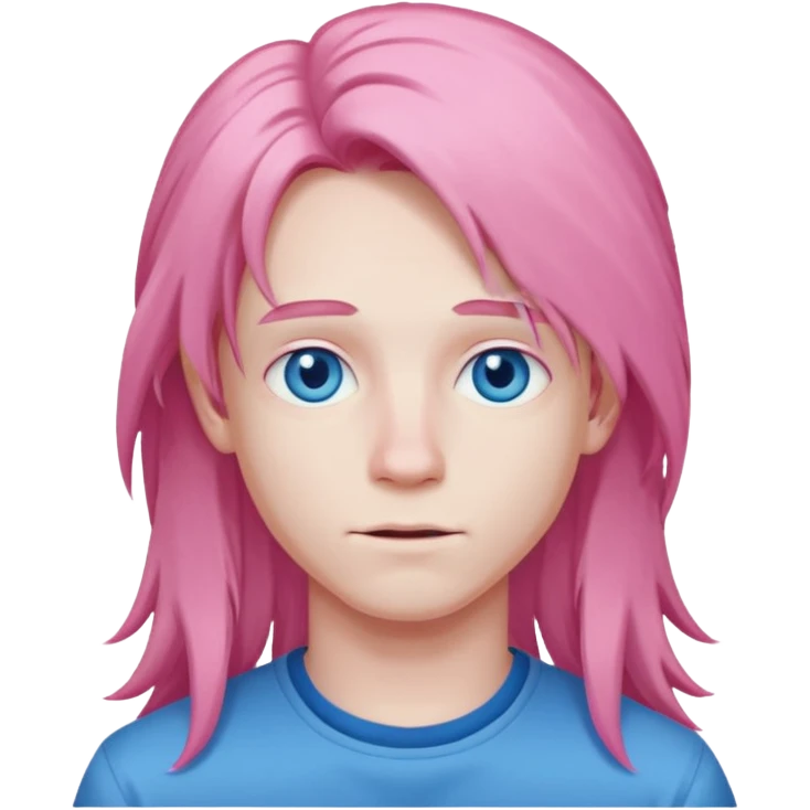 young guy with pink long hair emoji