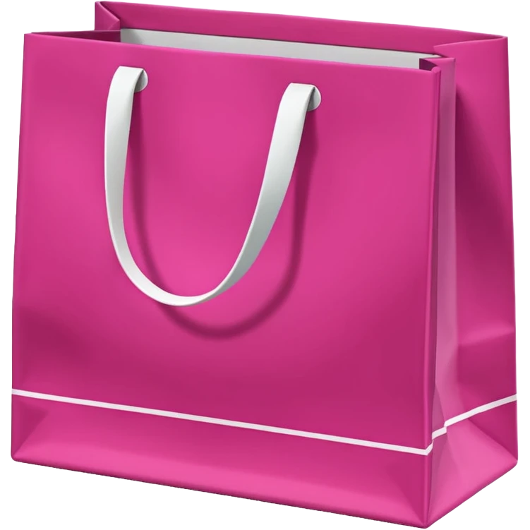 Fuchsia pink paper bag with white handles, repeating DRUNI  in light pink and a large vertical 'DRUNI' in bold white letters in the center, iOS emoji style, shiny and realistic. emoji