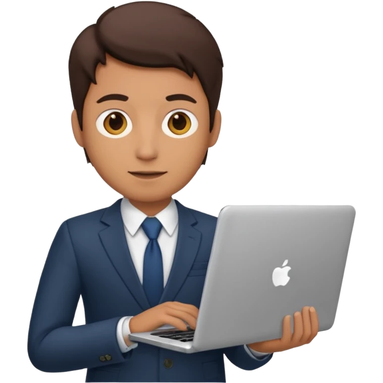 A DEVELOPER WITH A laptop, USING FORMAL CLOTHES emoji