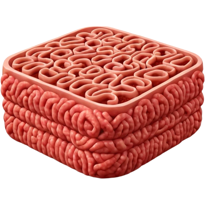 raw ground meat object icon, fresh minced beef, 3D cartoon, mobile game icon style, clean background, soft shadow, no text, no watermark emoji