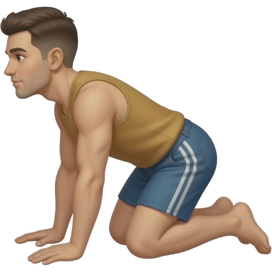 Une personne a 4 pattes dans le sens sur les genoux, les genoux touchent le sol avec les mains au sol vu de profil emoji