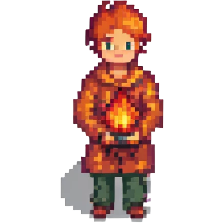 a boy and fire emoji