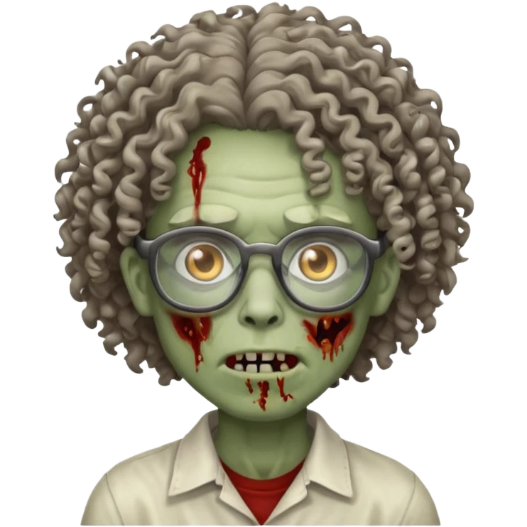 curly hair zombie with glasses emoji