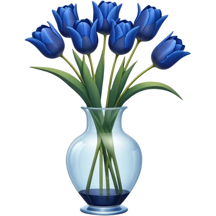 Navy blue tulips in glass vase  emoji