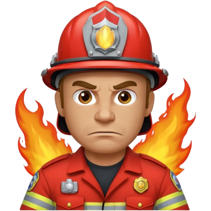 Angry fire captain with muscles emoji