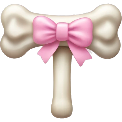 Dog bone with light pink bow on it emoji