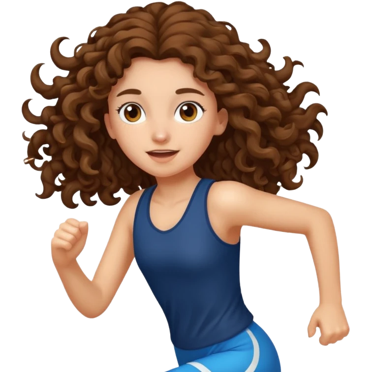 curly long girl running emoji