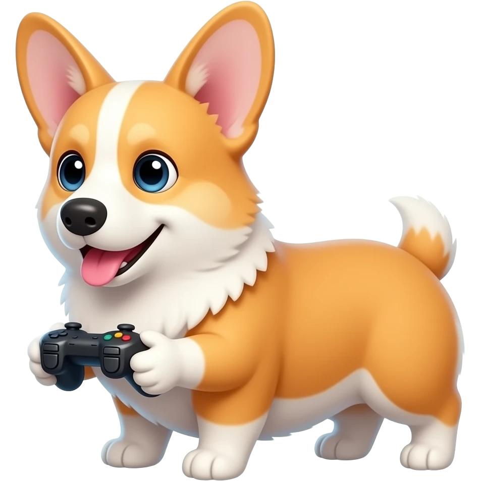 Corgi plays video games emoji