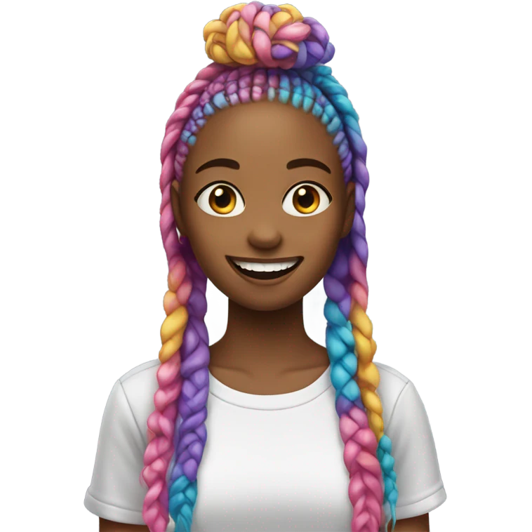 Girl with grillz and colorful box braids  emoji