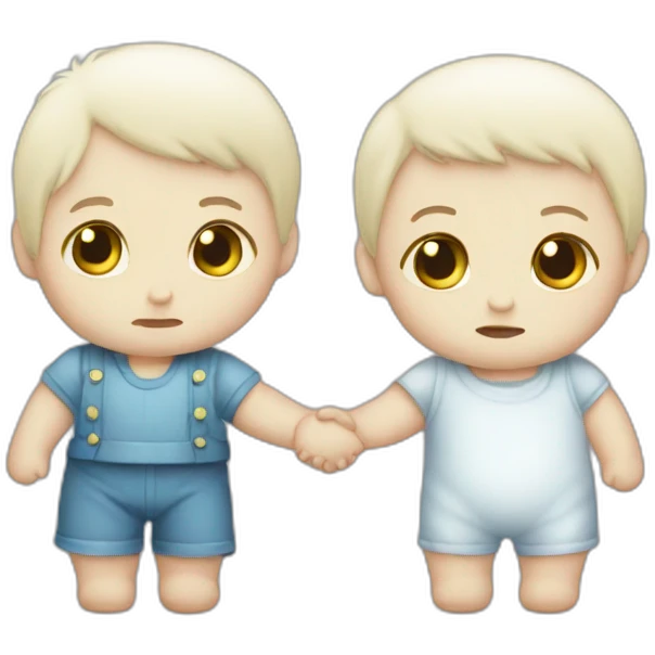two sad white babies holding hands emoji