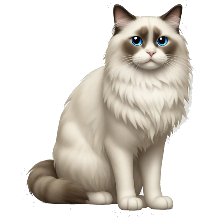 ragdoll cat facing left, full body standing emoji