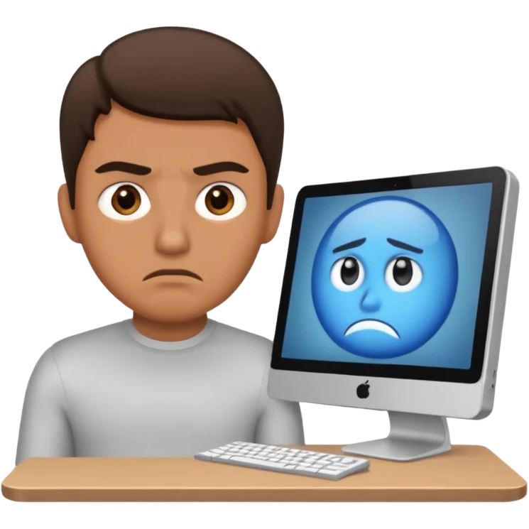 a man in front of a computer annoyed  emoji
