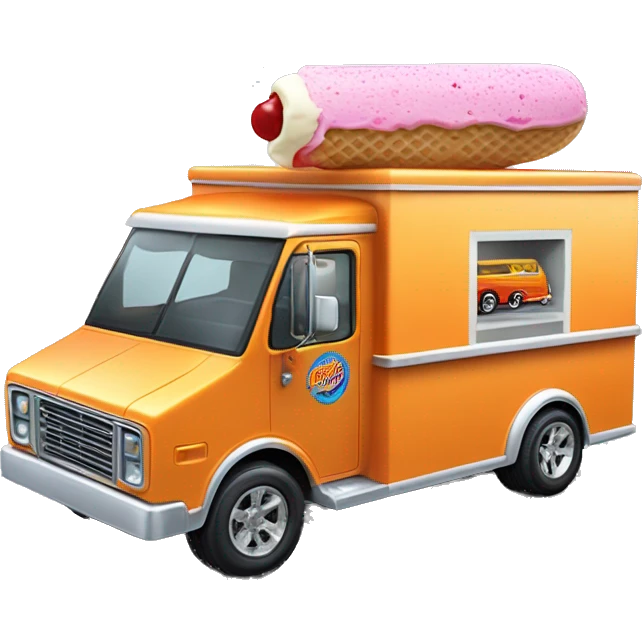 hot wheels sporty 20 foot long juice hole Ice Cream step van  emoji