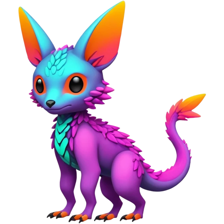 futuristic lush warm-colored neon-colored Fakémon-Trico-creature (full body) emoji