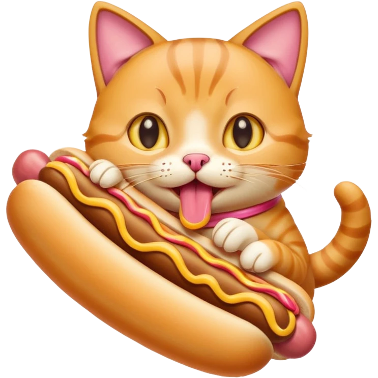 Cat eats hotdog emoji