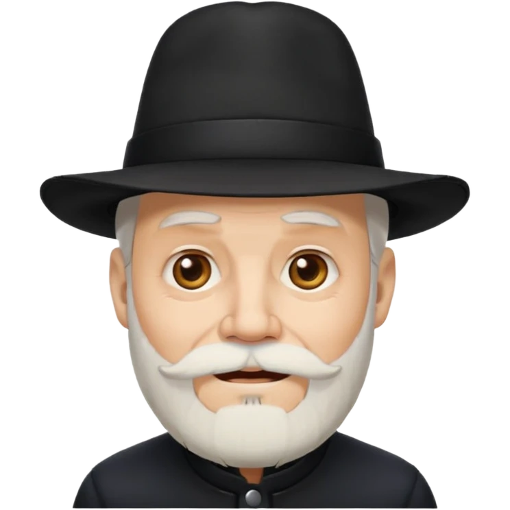 old man with white beard and black hat, expressive face, simple emoji style emoji