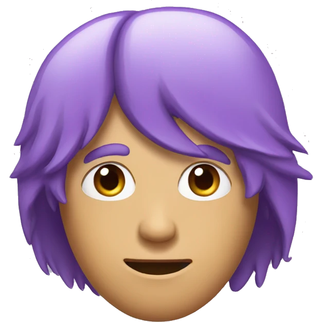 A guy with his face and head covered with hair, but you can see his purple eyes. emoji