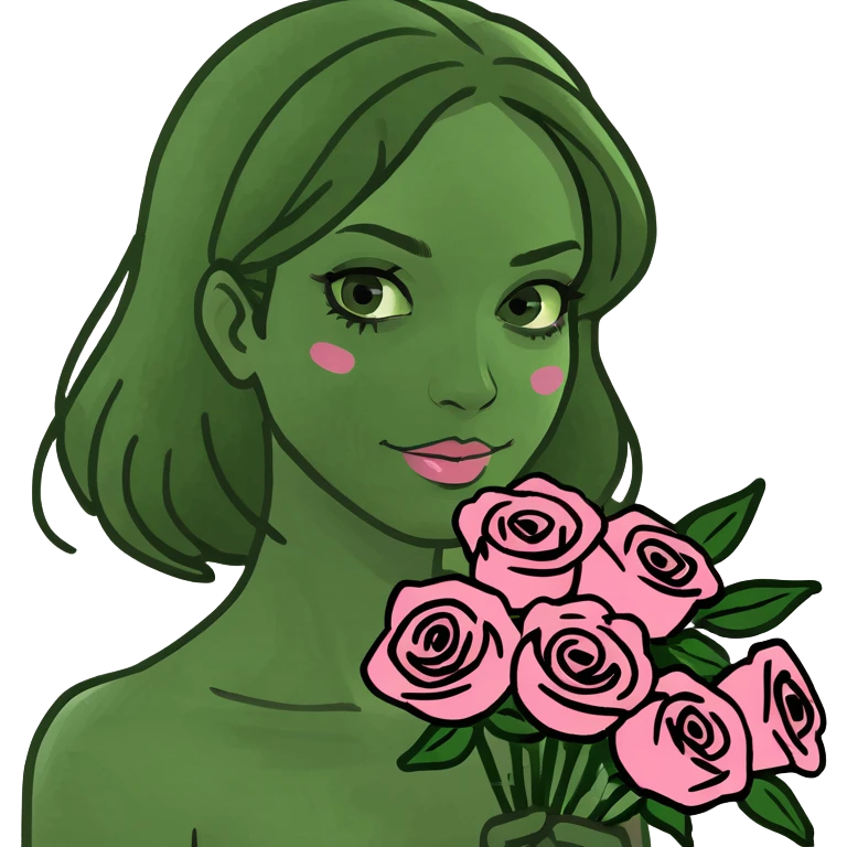 girl with a bouquet of pink roses emoji