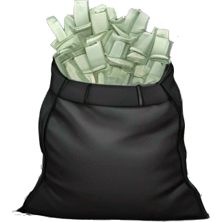 A large hockey bag filled with 1 million euros in cash, bundles of banknotes neatly stacked inside. The bag is placed in the middle of a modern, dimly lit flat with minimalist furniture, sleek surfaces, and large windows overlooking the city emoji