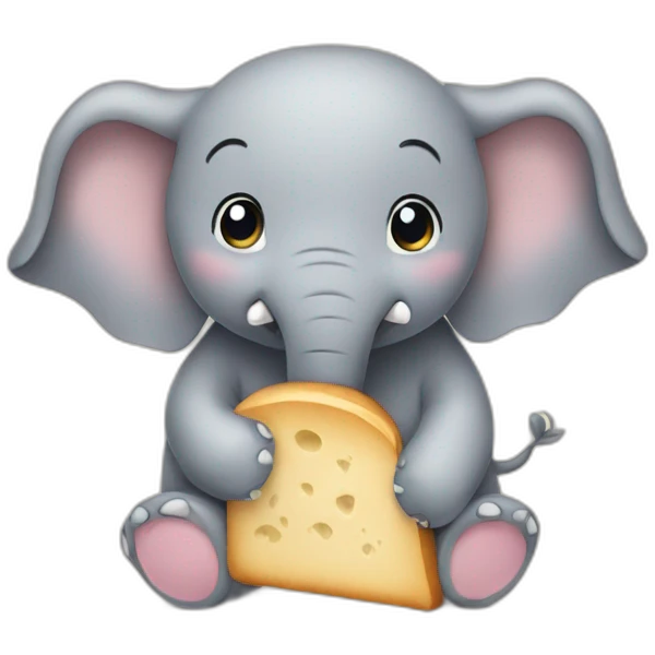 Cute elephant eating bread emoji