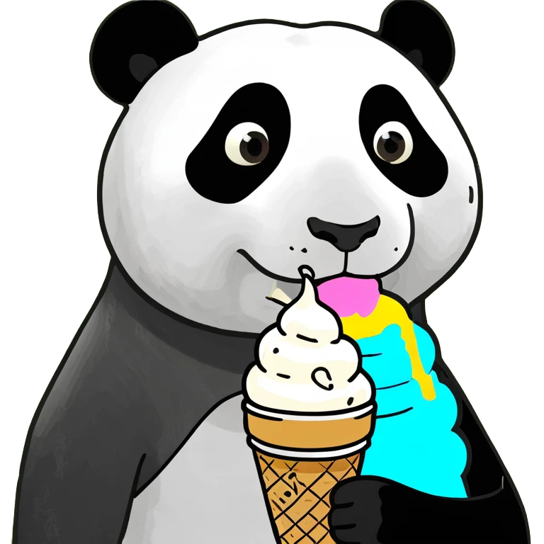 Panda eating ice cream emoji
