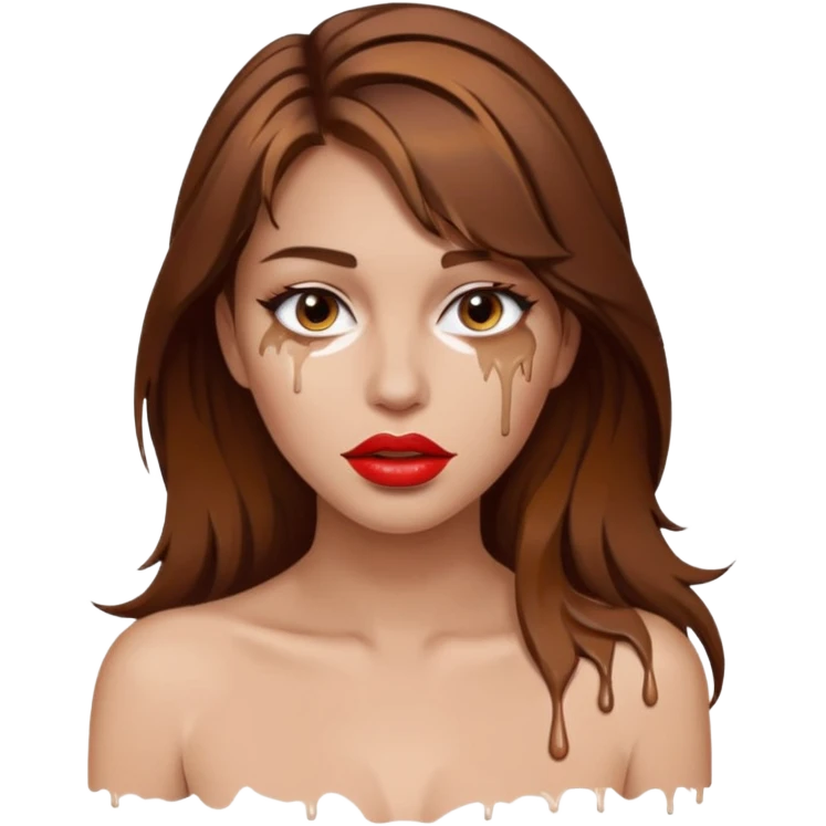 Brown Hair, Woman, white paint drip, face, hot, Sexy, lips emoji