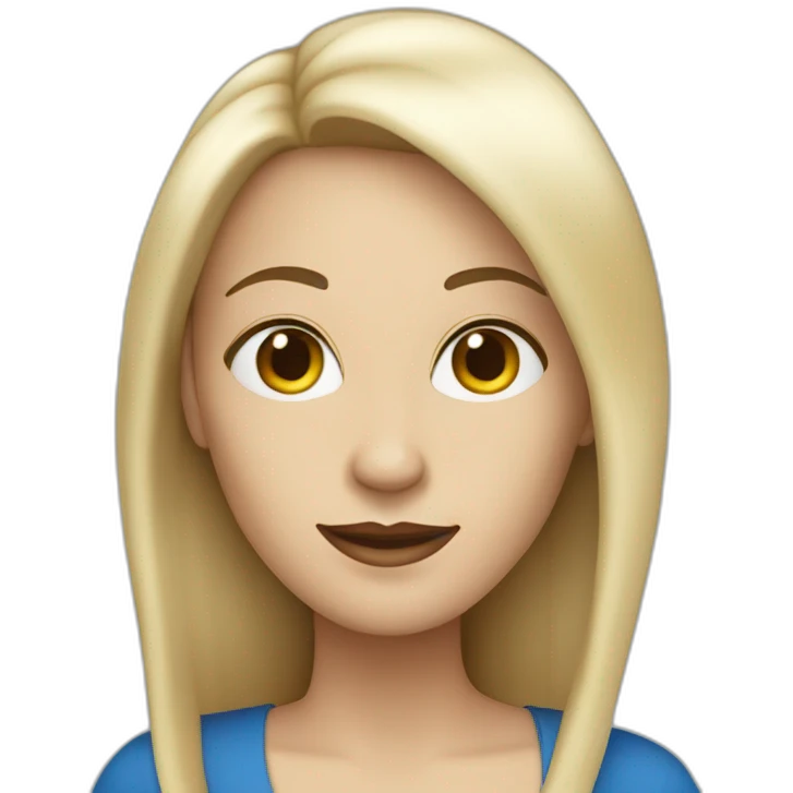white jazz singer with blue straight long hair, woman, 43 years old emoji