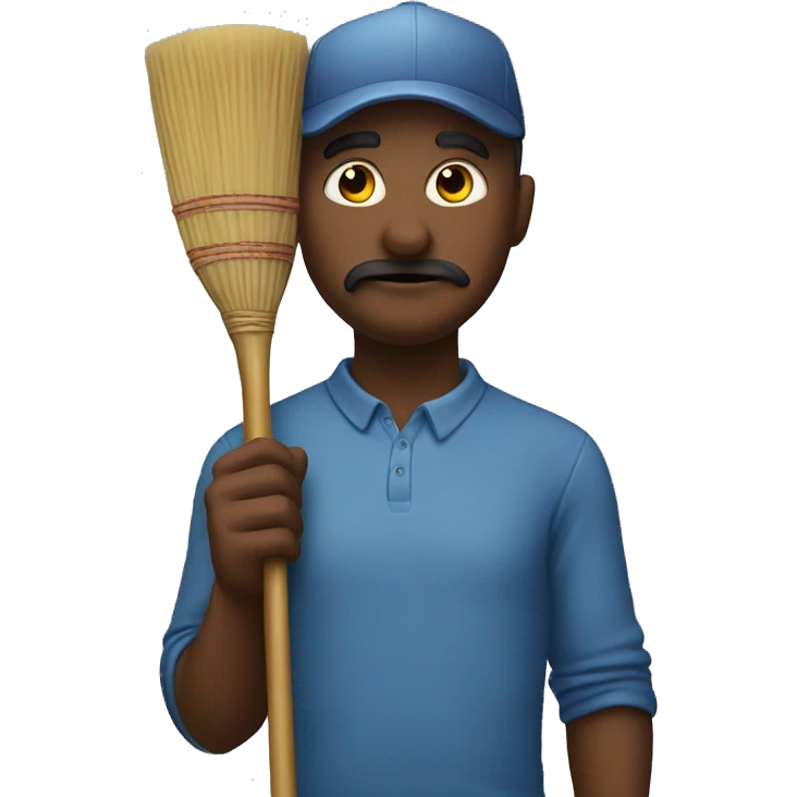 holding nose with a broom in other hand emoji